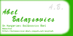 abel balazsovics business card