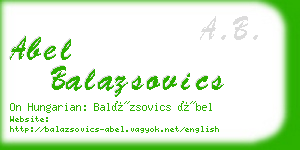 abel balazsovics business card